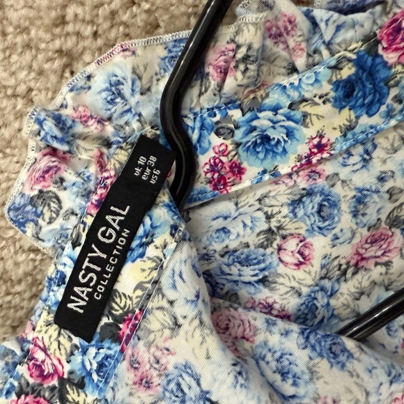 Nasty Gal Blue Floral Long Sleeve Blouse - Picture 3 of 5
